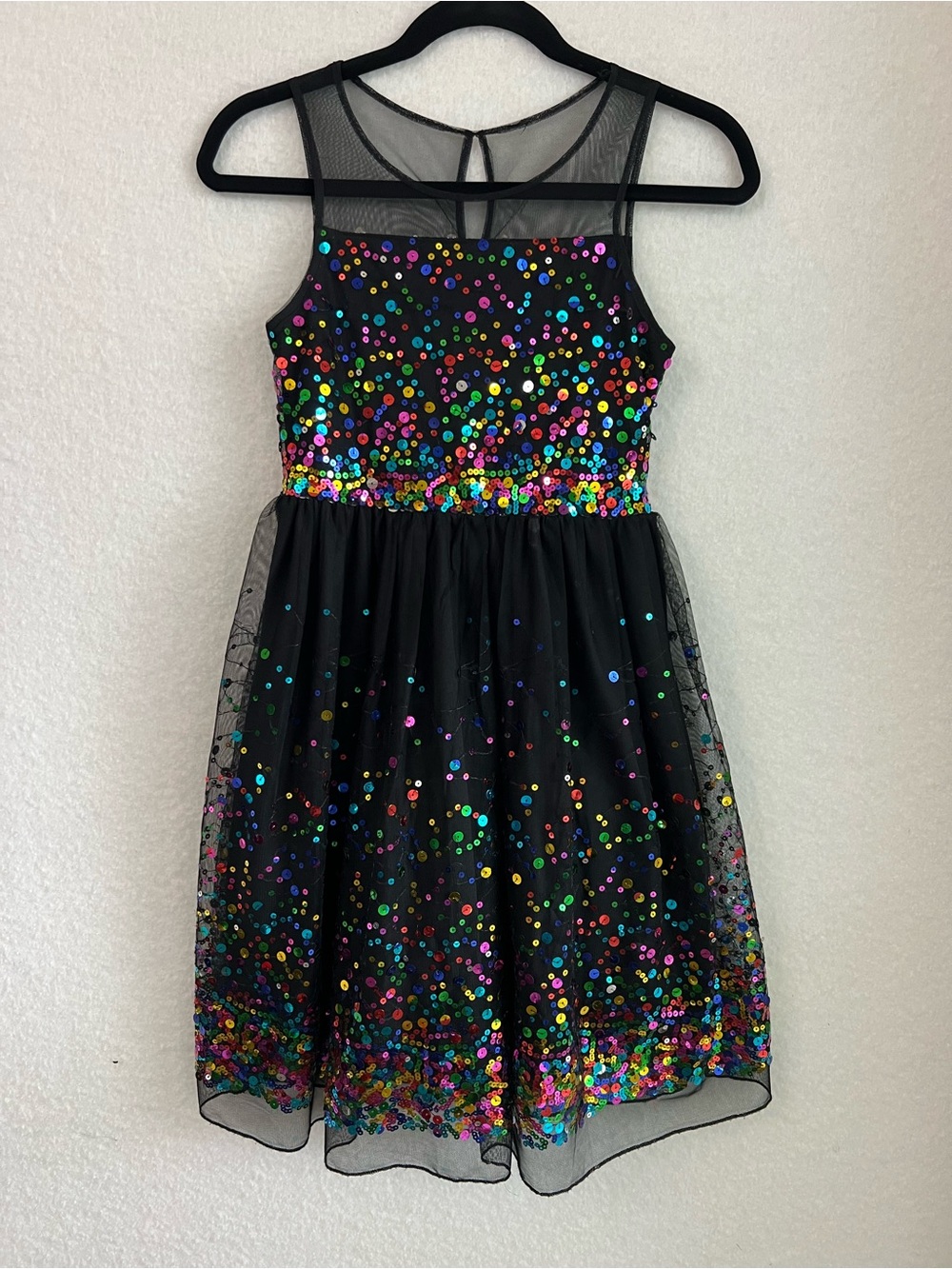 Speechless Girls' Black Sequin Mesh Party Dress